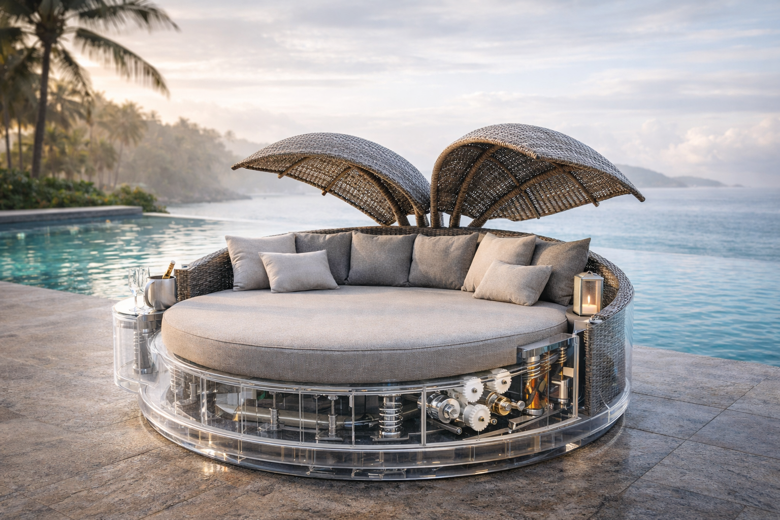 OrbIS luxury sunbed beside a pool